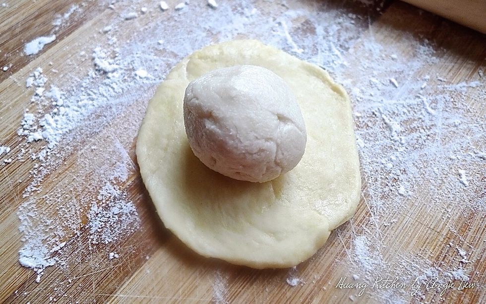 Wrap the OIL dough with the WATER dough.