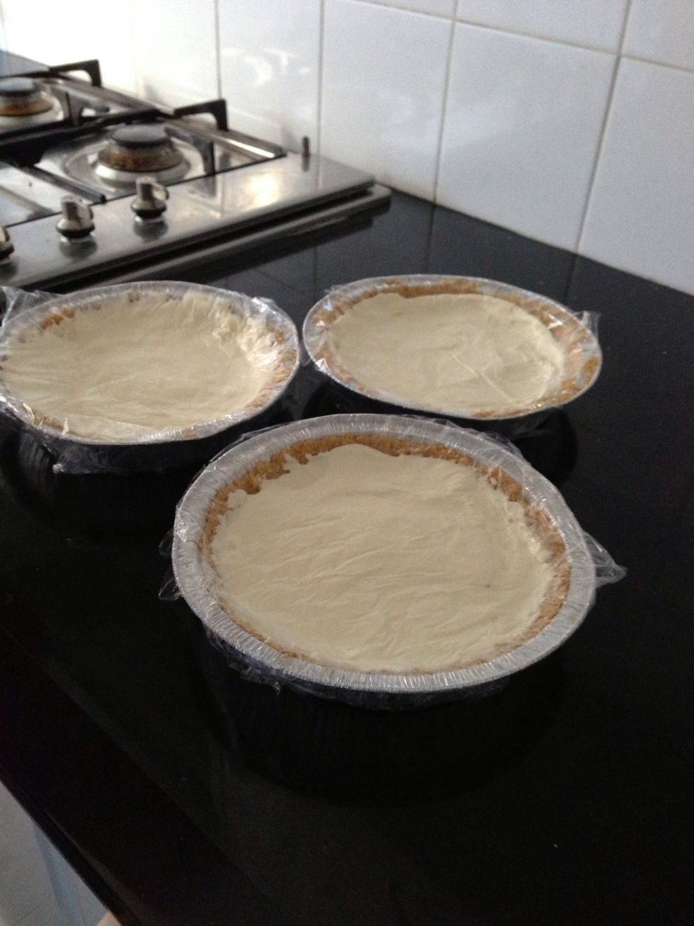 Wrap the pan and put it in the freezer for  3 hours