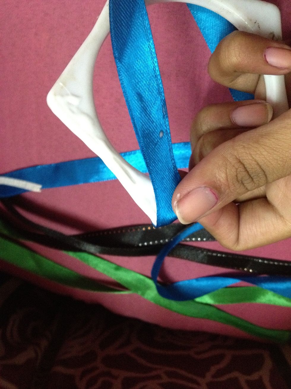 Wrap the ribbon around n keep wrapping till its all covered..