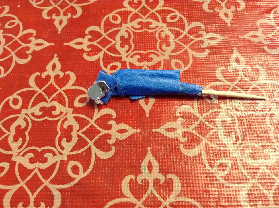 Wrap the tape around the toothpick so you can stick a gem to the glue without burning yourself + it will help you move faster \ud83d\ude0b