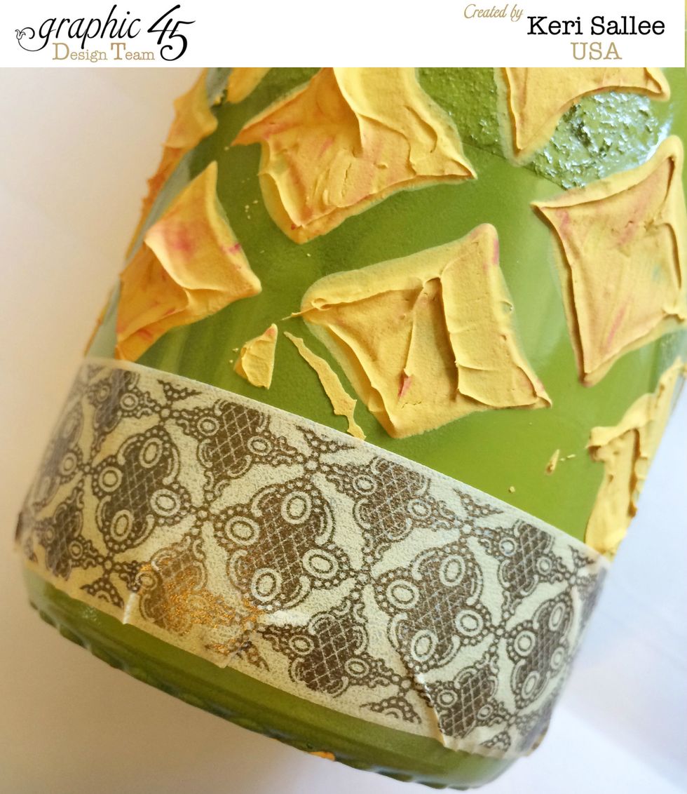 Wrap the top edge and bottom edge is Washi Tape as well. {sorry...forgot to take a picture of the top washi. You can see it in the finished project.}