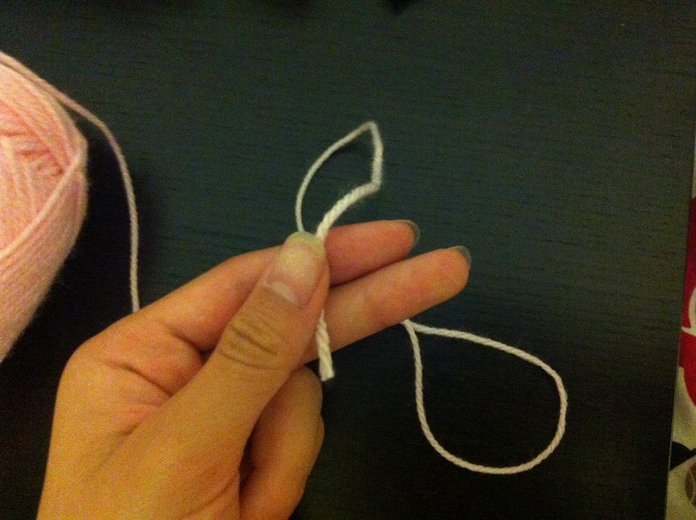 Wrap the yarn around 3 or 2 fingers, depending on the size you want. No need to tie it or anything, just start wrapping
