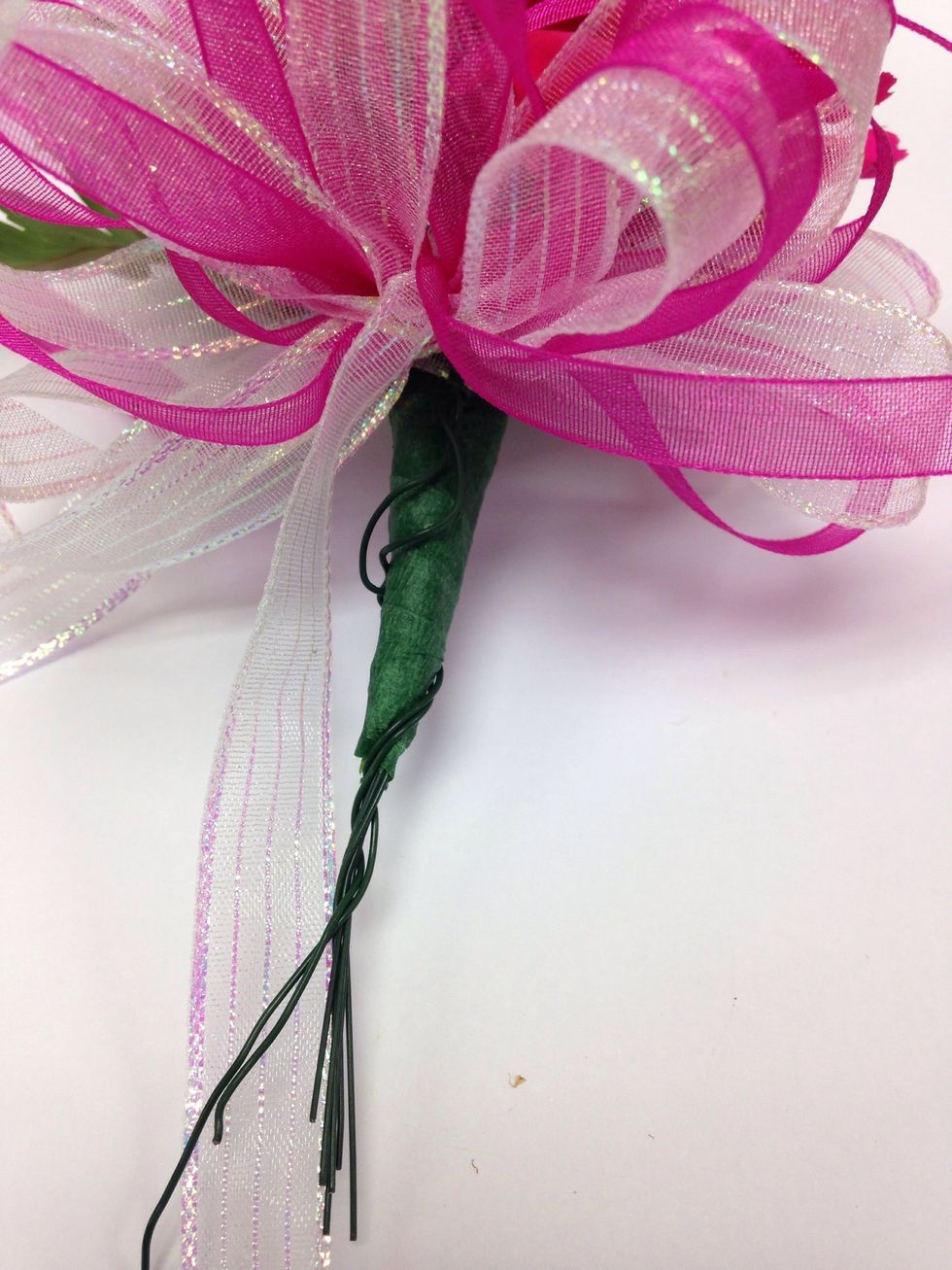 Wrap wire of bow around stems.
