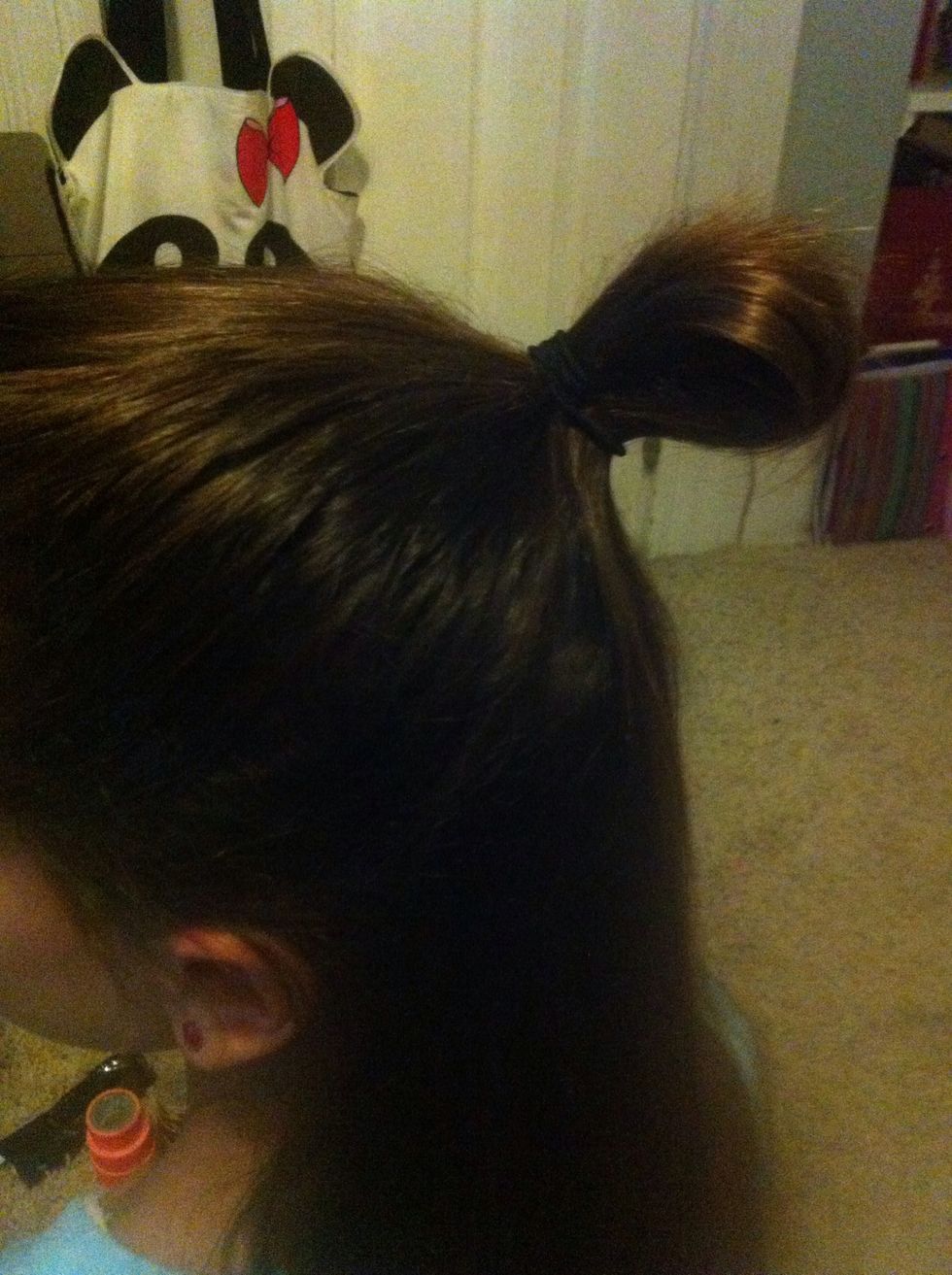 Wrap your hair into the bun shown above. Don't make it too big! You can always make it bigger later on but you can't make it smaller without starting over.
