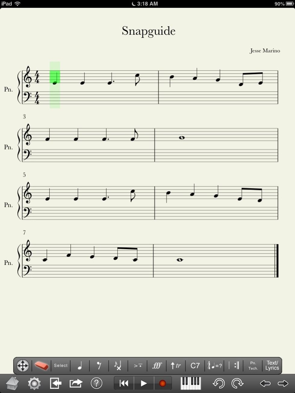 Write a Melody: It can be long, short, simple, complex, anything. For now, stick to a scale (C Major in my example) and write something simple. My example ends on a C which is perfect for an ending.