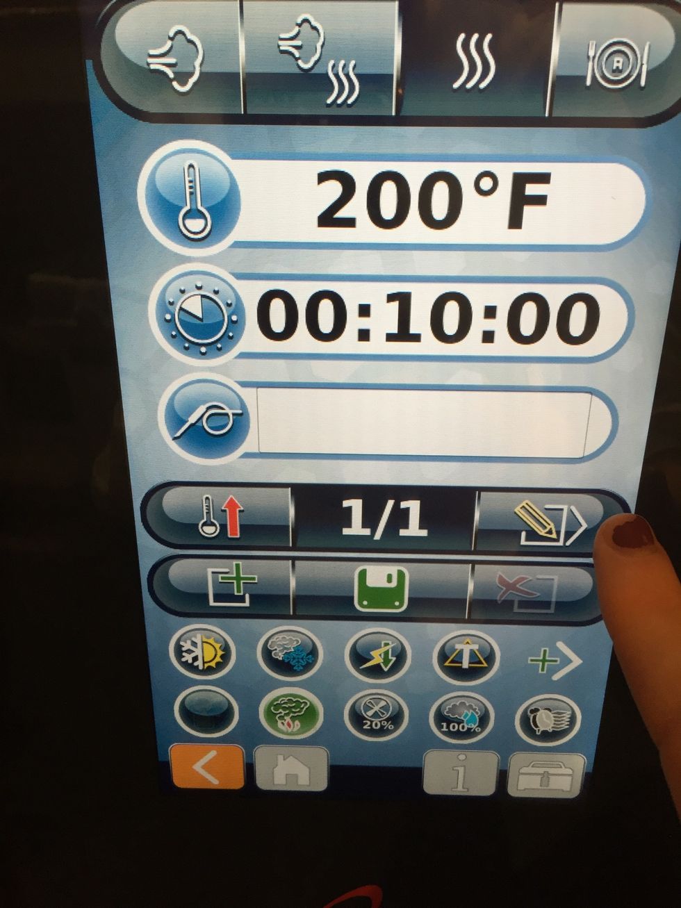 Write a two step program: Step 1- Conv. 200F (93C) - 10 min. - Smoker ON