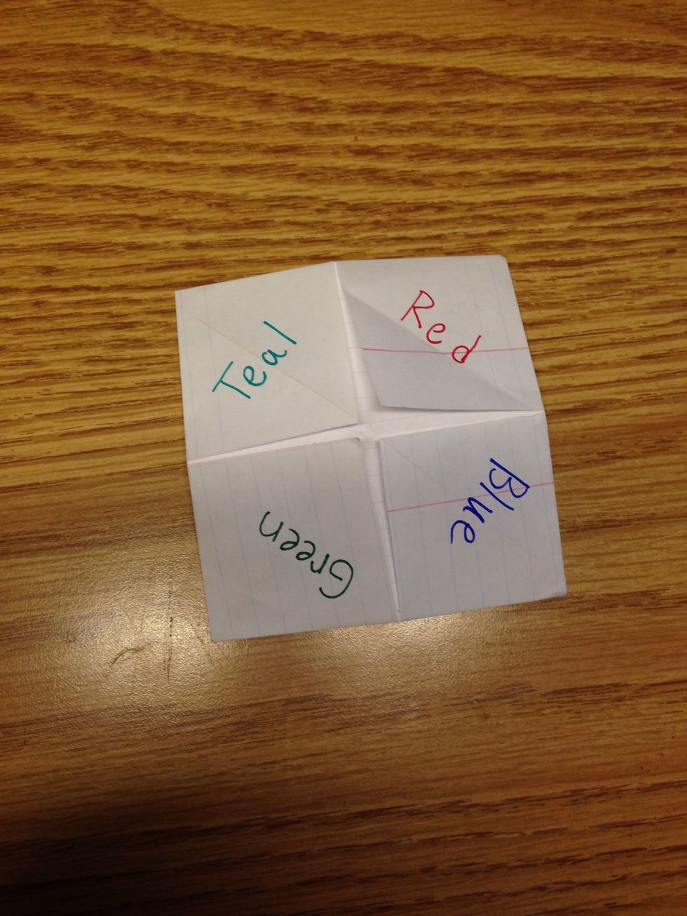 Write any four colors on the four flaps.