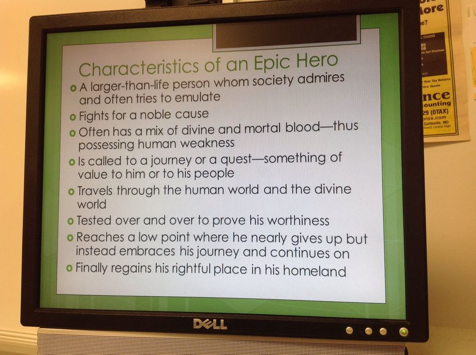 Write down the characteristics of an epic hero