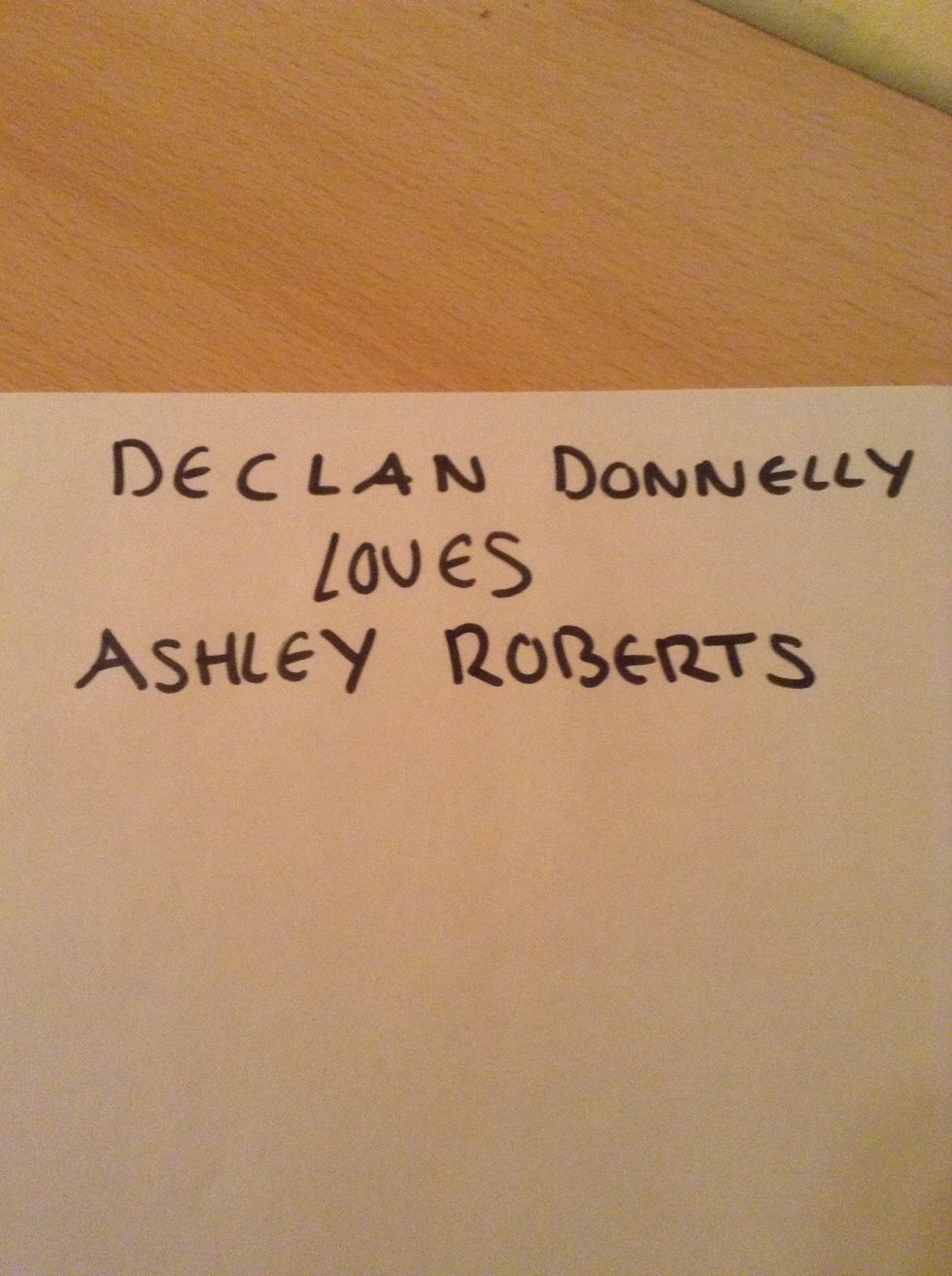 Write down the name of 1 person then loves then person 2.