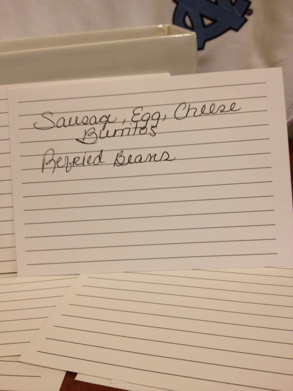 Write on the front the meal you had for dinner/ lunch/ etc.