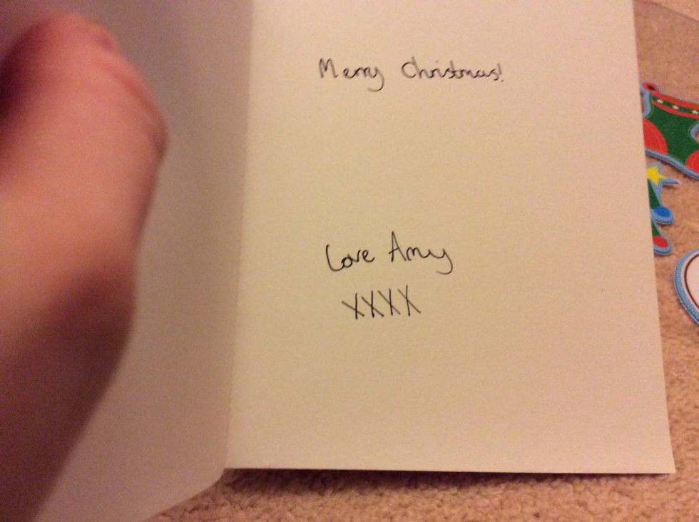 Write on the inside of the card.