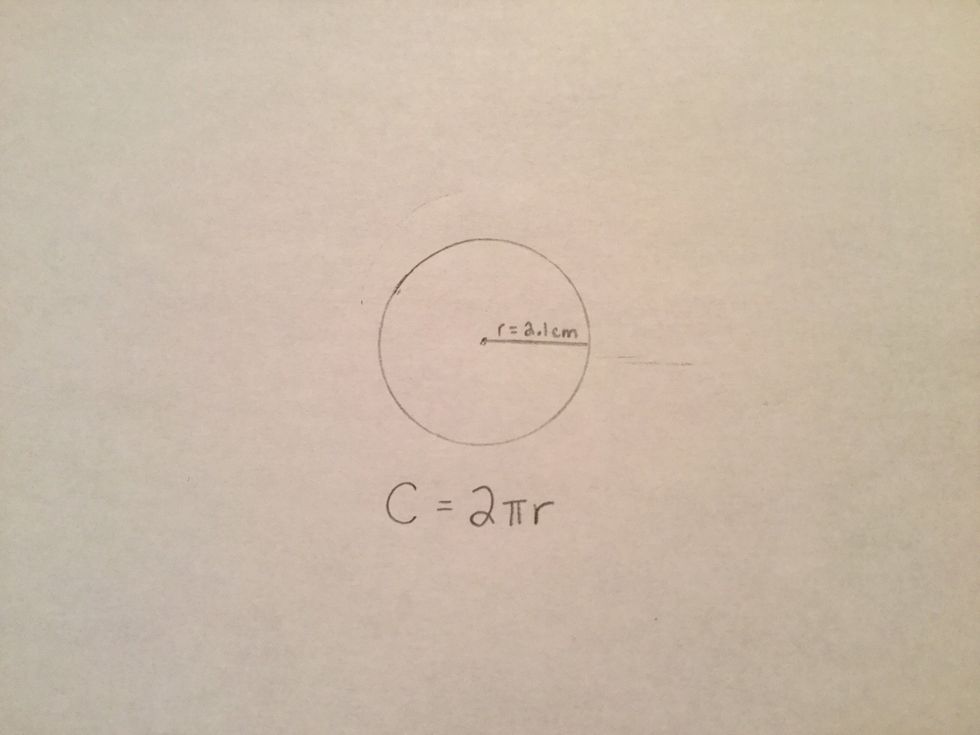 Write out the formula for the circumference of a circle.