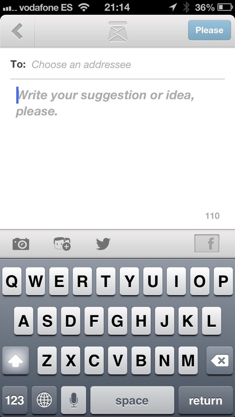 Write the addresse's name and your idea or suggestion.