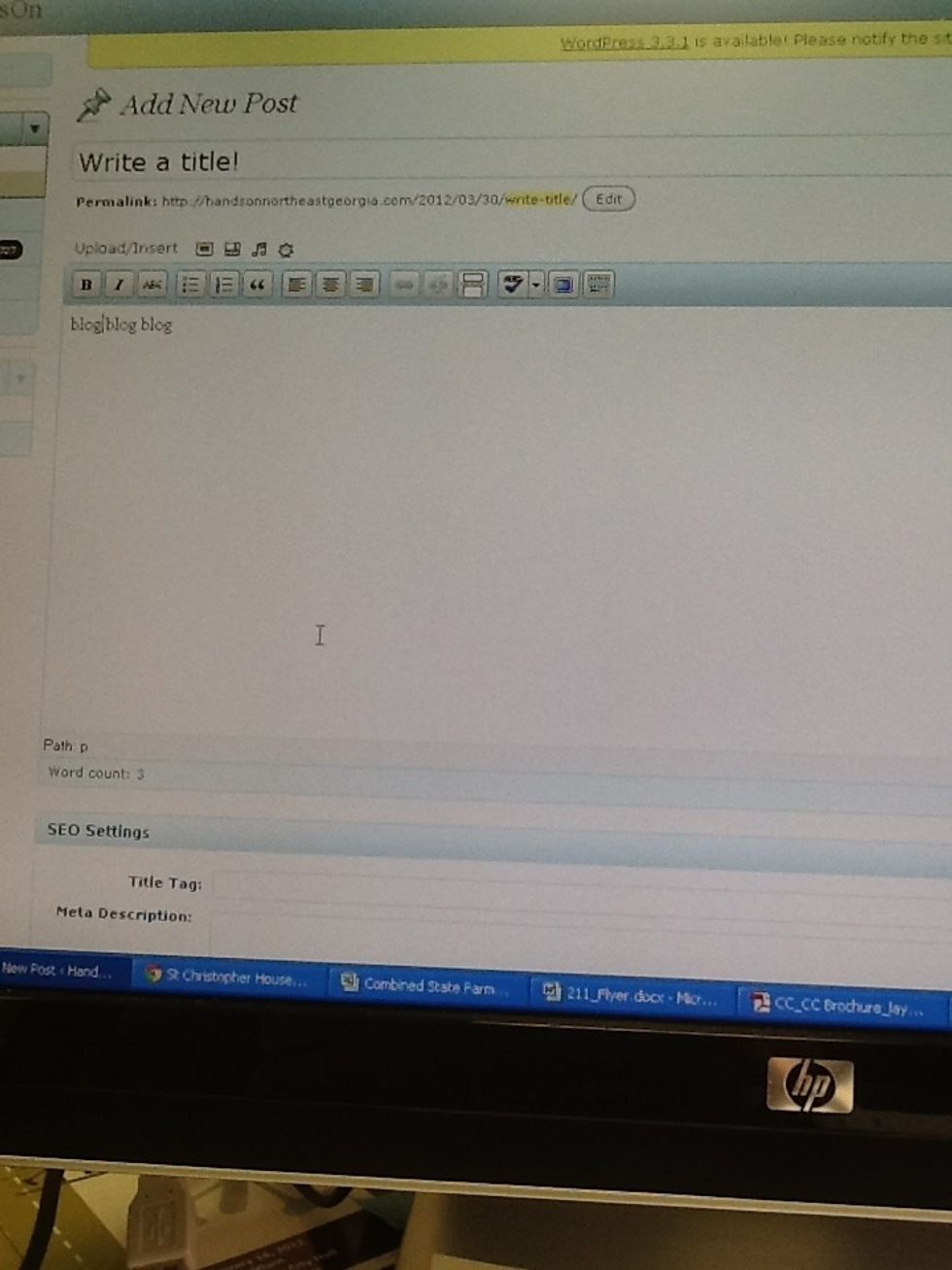 Write the content of your blog post in the large box