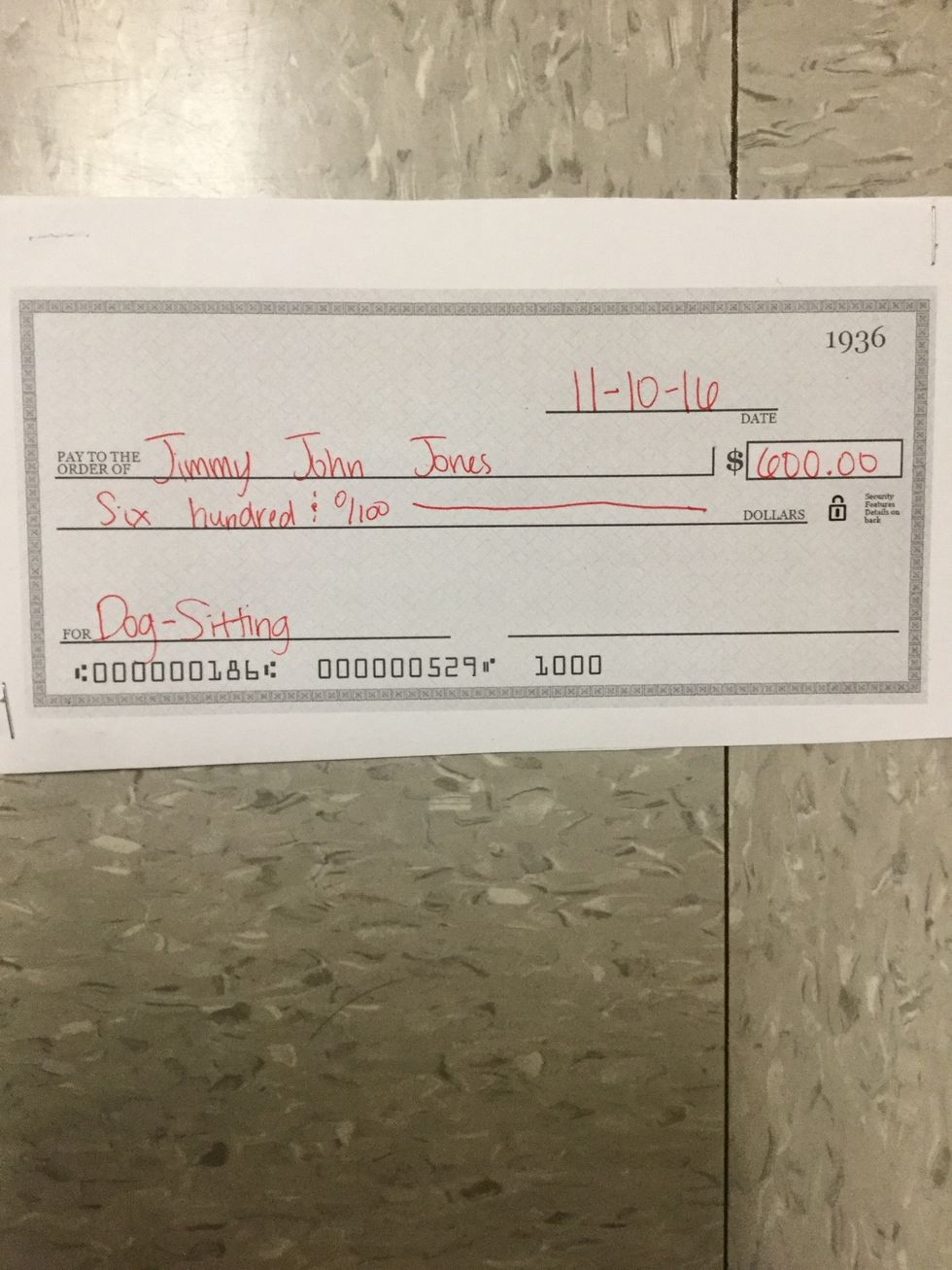 Write the purpose of the check.