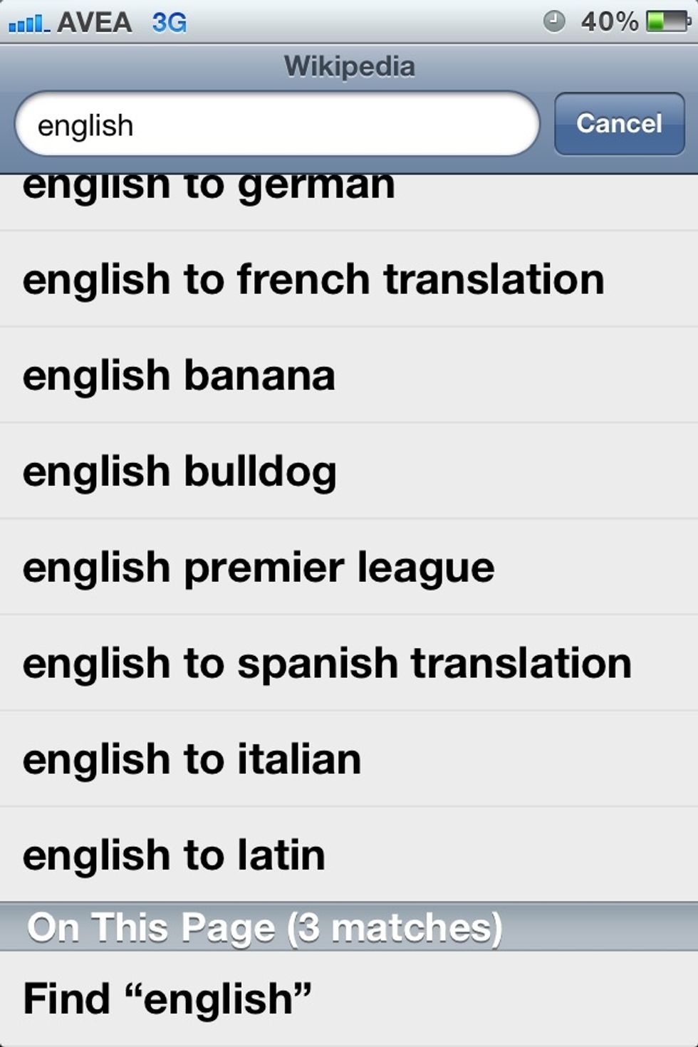 Write the word you would like to search on google tab -near the address bar- while the page open. I searched for word "English". Then on the bottom of the search you will see "results on this page"