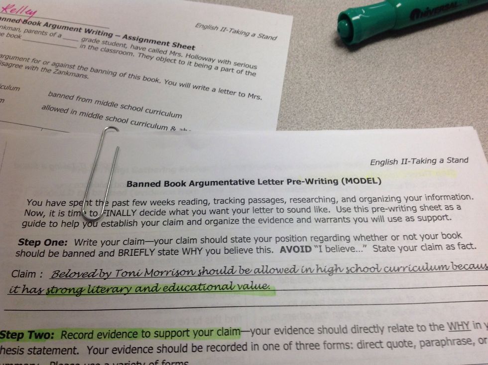 Write your claim. State your claim as fact along with a brief reason: specific if you're using Outline #1 and broad if you're using Outline #2.