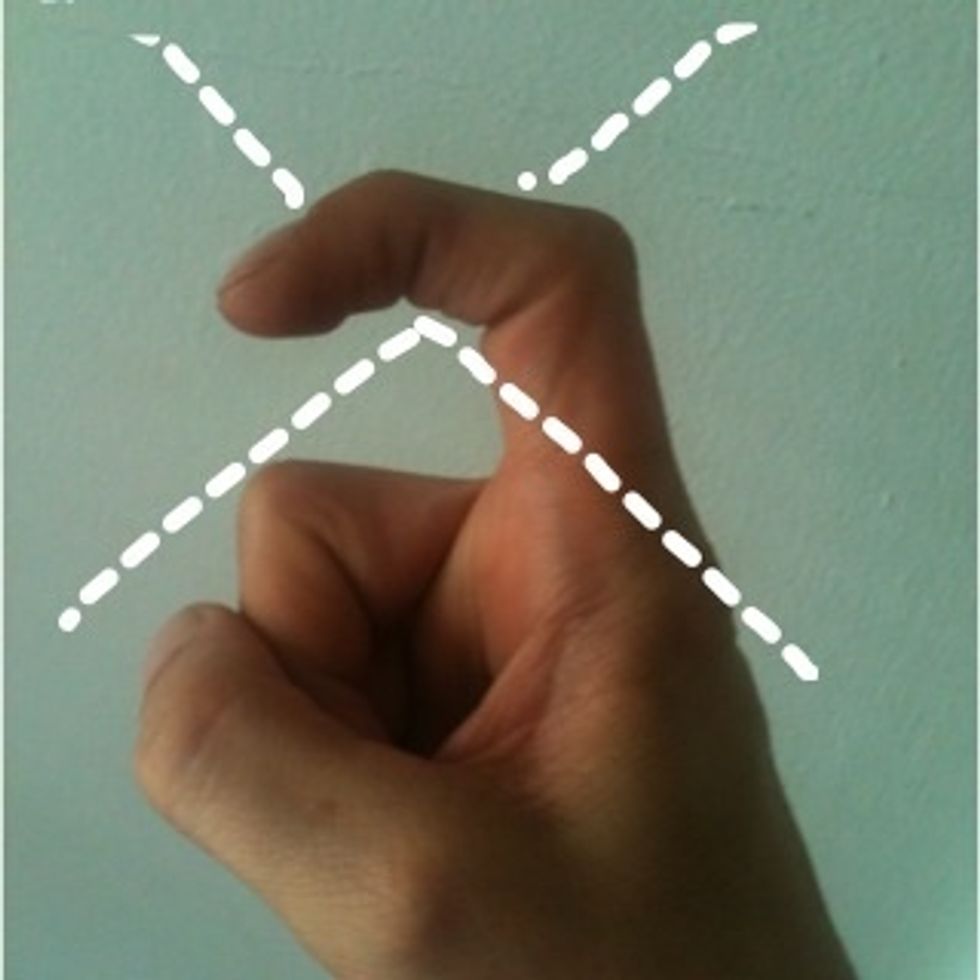 X: A lot of people have a hard time remembering how to sign X. Imagine your curved index finger doing one finger pull ups on a big 