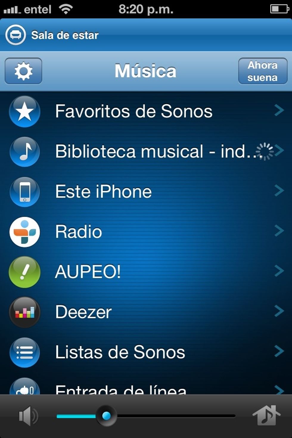 Y a disfrutar.... Puedes ir explorando los diferentes men\u00fas, sea de Tunein, Aupeo! O Deezer que son servicios internet o la Biblioteca Musical que est\u00e1 en el disco NAS junto al Bridge...