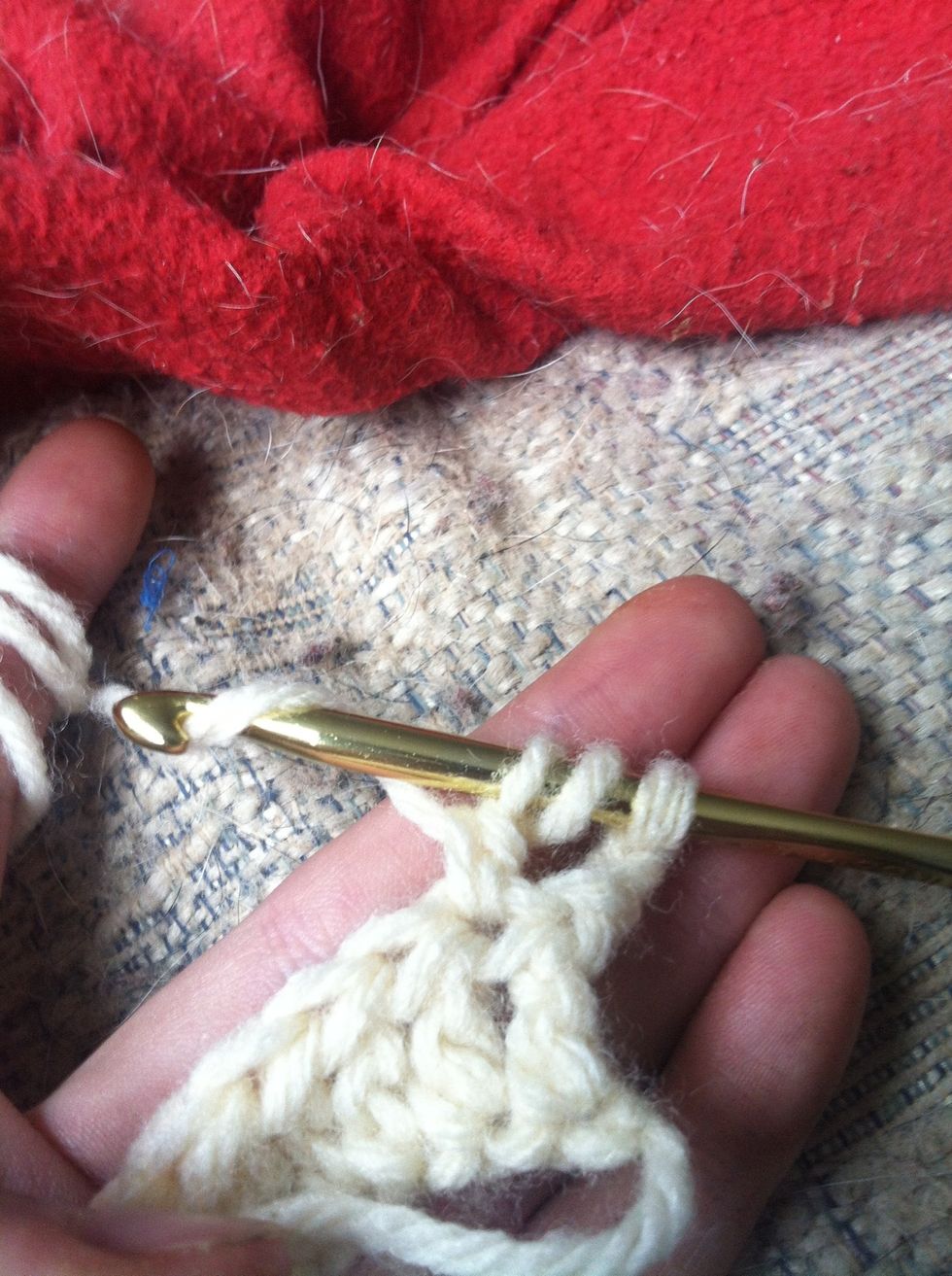 yarn around and pull through the first 2 loops on your hook. you now have 3 loops left on your hook.