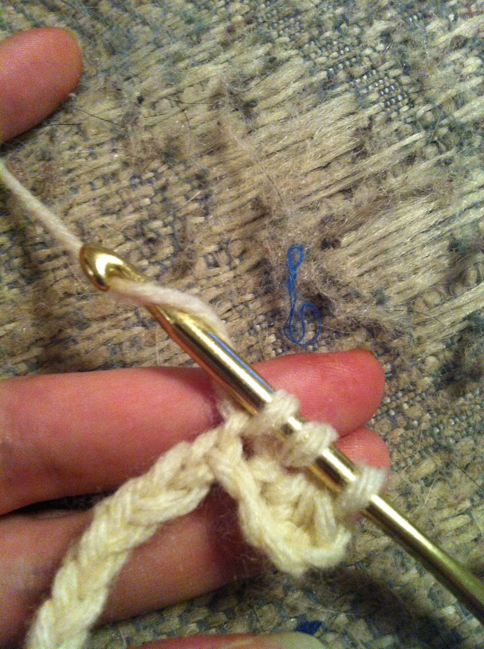 yarn around and pull trough all three loops on your hook...