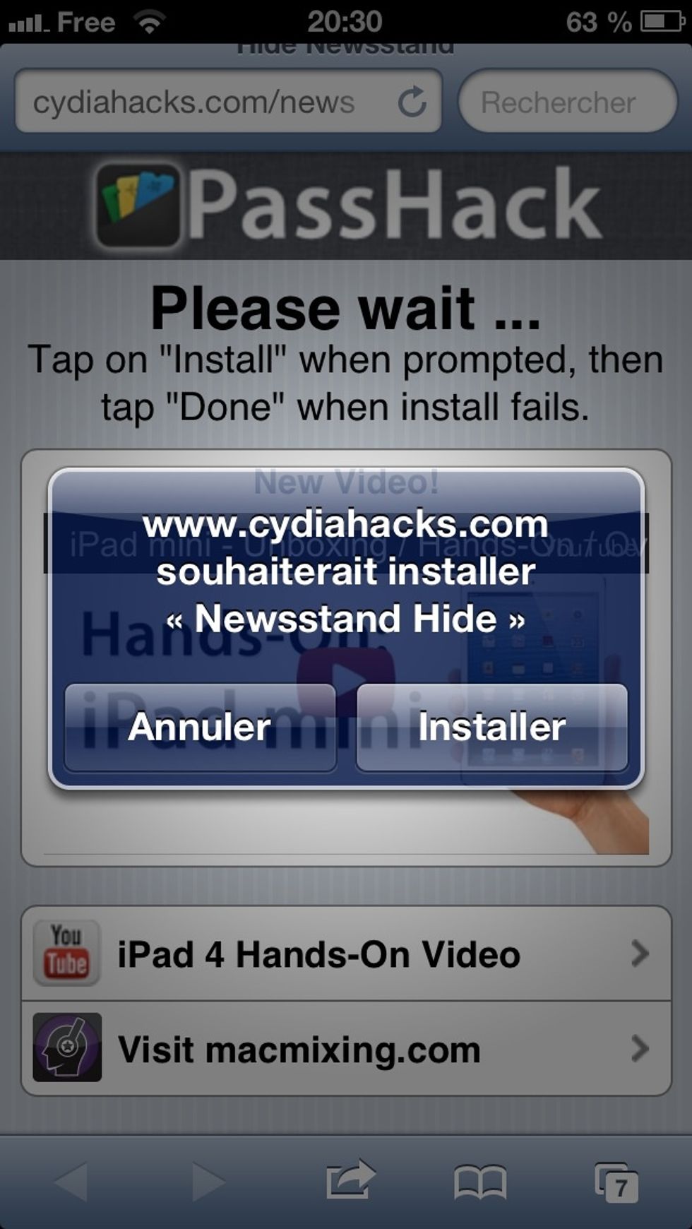 Yes I'm French...for you it will be written in English...So click Install