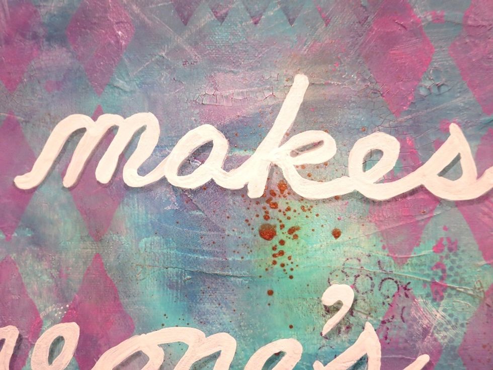 Yes, the words are slightly crooked, but considering it was freehand and the first time I every tried to do it this way I'm pretty pleased.