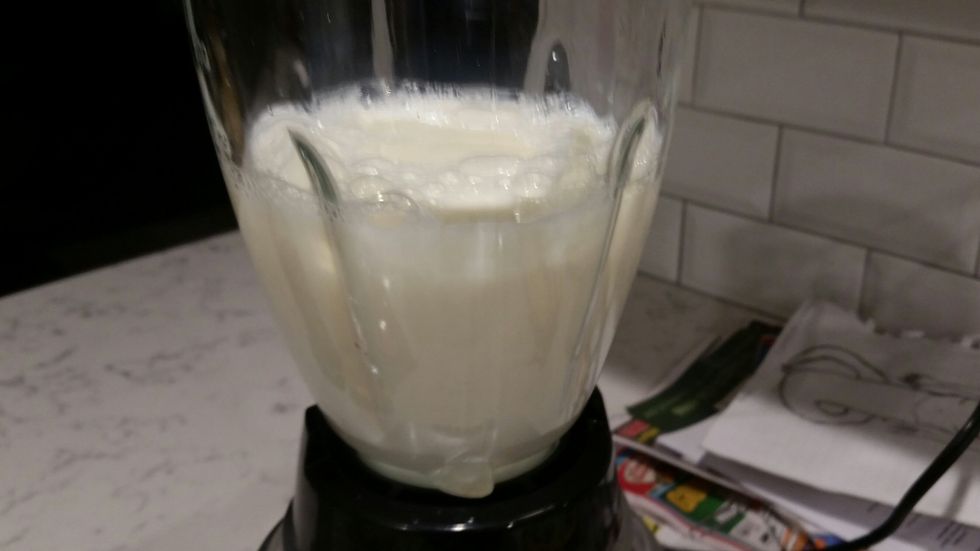 You add milk and a scoop of ice