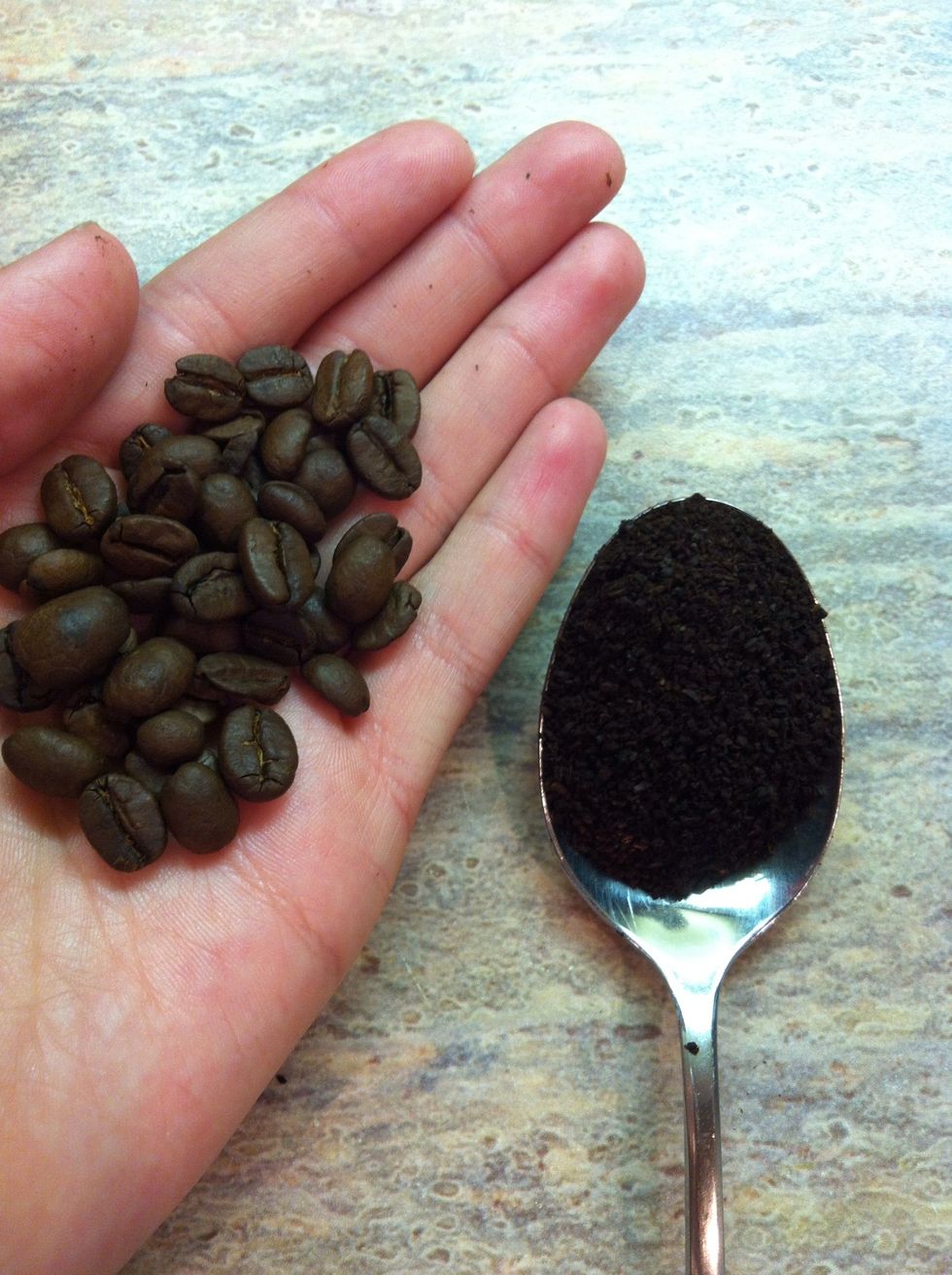 You am use coffe beans or grounds. I'm using the grounds bc they have a stronger scent