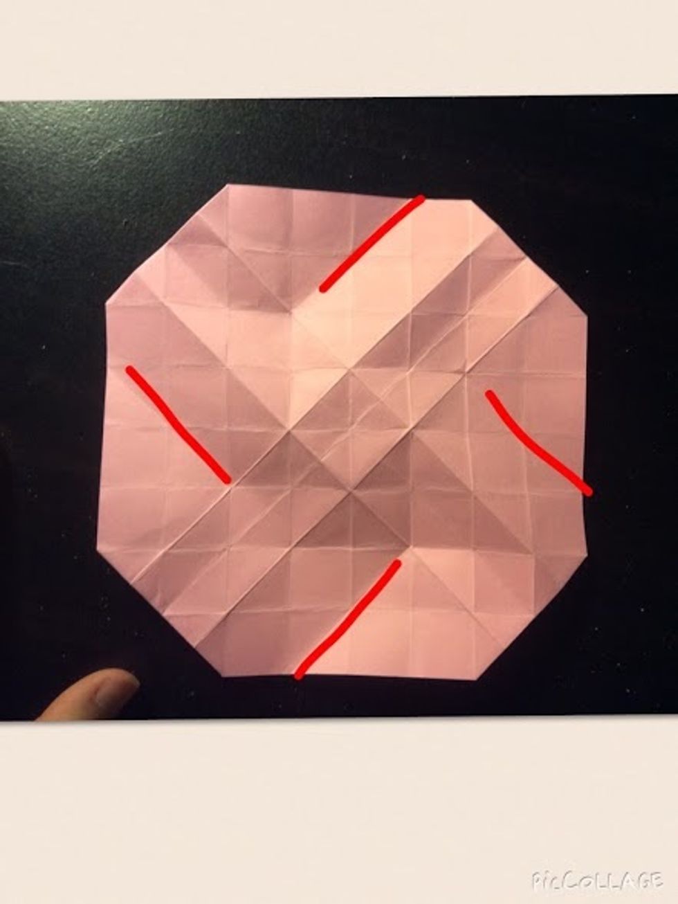 You are going to fold a line along these lines.