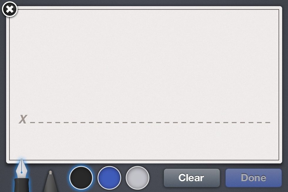 You are now in the signing window, all you need to do is sign using your finger and tap on done