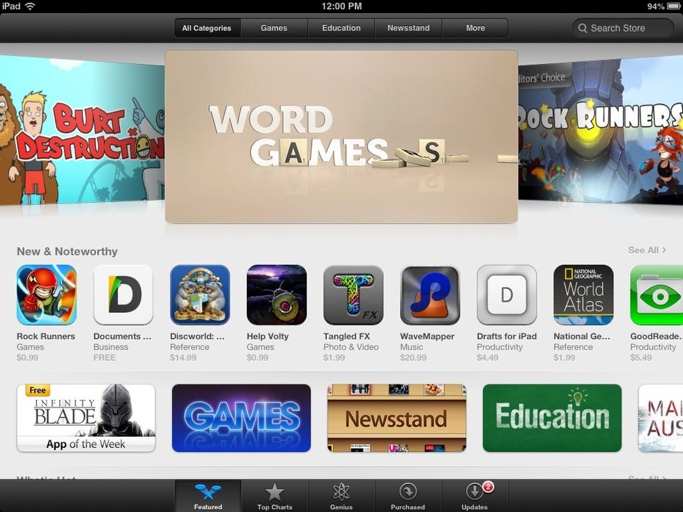 You are now on the app. Click on the search bar in the top right corner and type whatever you want to download in there.