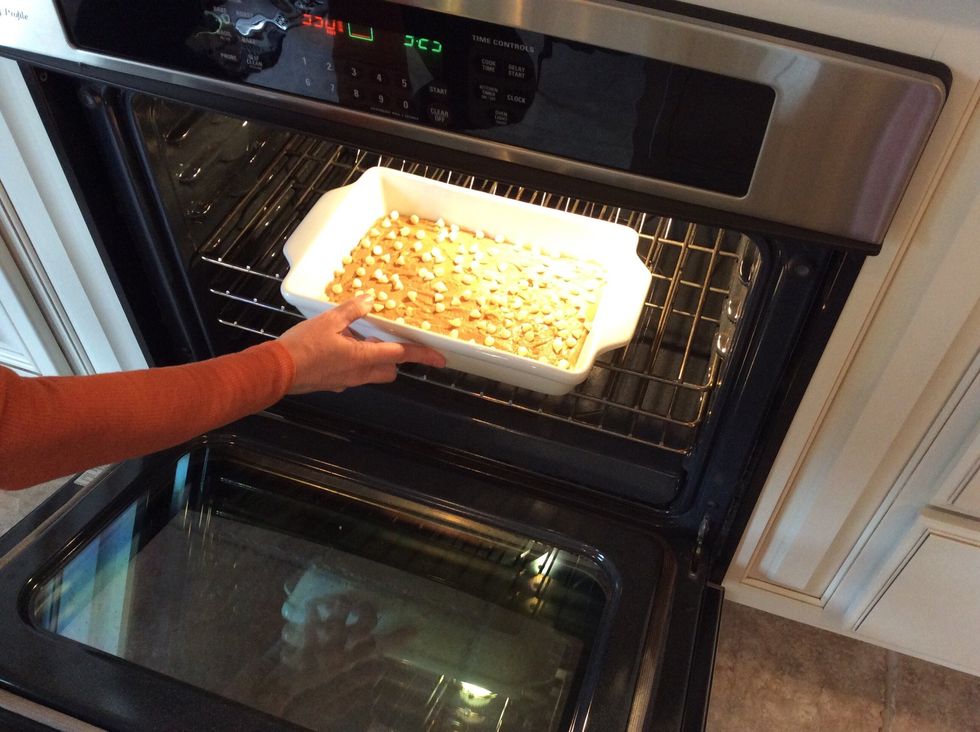 You are now ready to put brownies in your 350 degree oven for 25 minutes exact!!