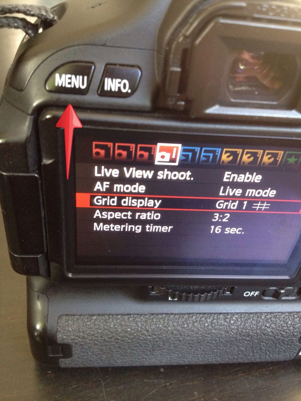 You can access all menus by pressing the menu button to the left of the info button