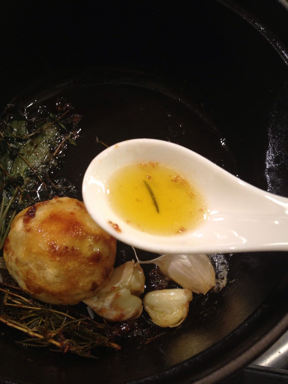 You can add a little bit of the fat to it. It tastes like all the herbs and garlic that you put in there.