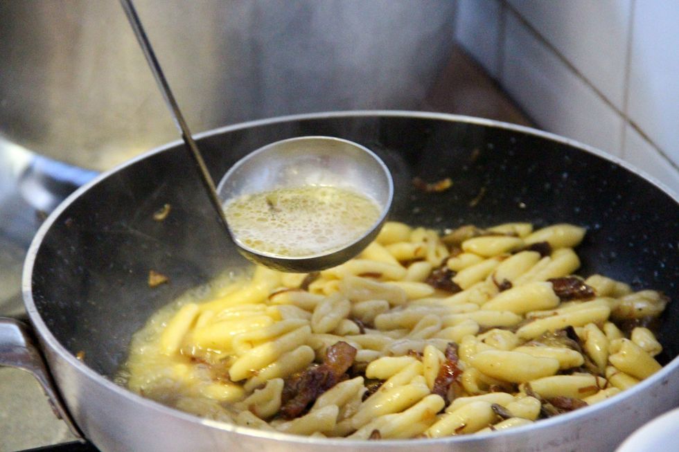 You can add a scoop of hot boiling salt water from your boiling water or some meat broth