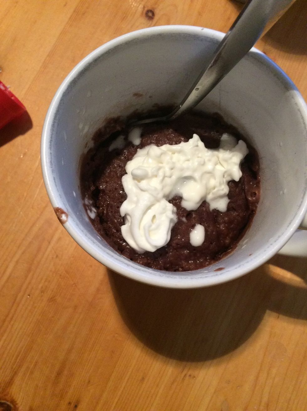 You can add and whip cream or ice cream or just eat it by itself!