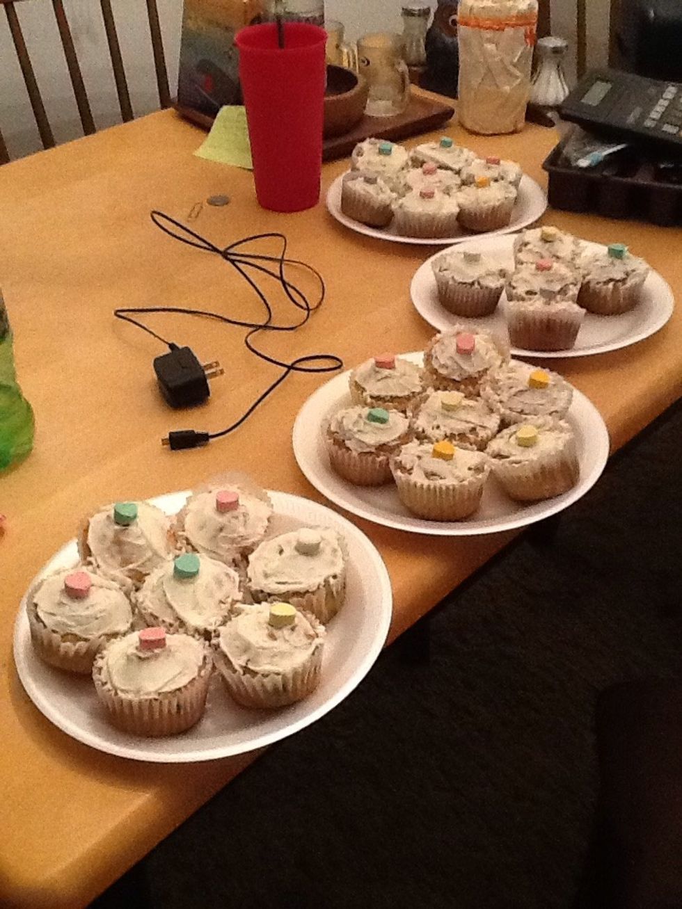 You can add frosting and candys on the frosting.