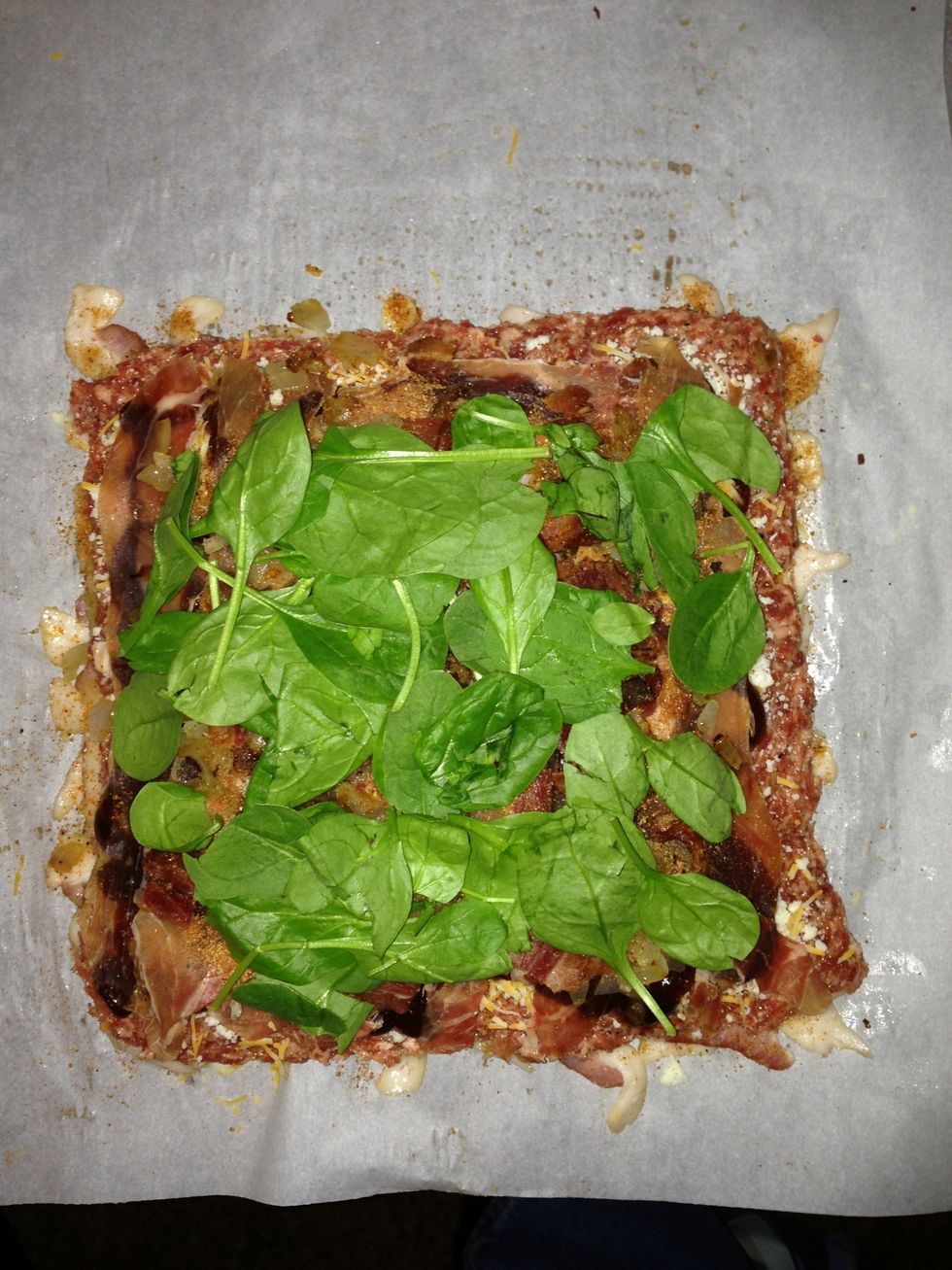 You can add greens now if you like.  I'm using fresh spinach.
