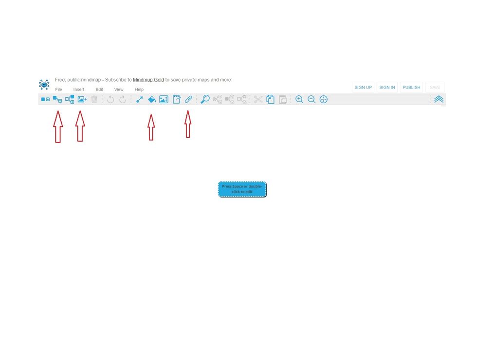 You can add nodes by clicking on any of the three nodes with the plus sign; add images; change the colour of any node; attach files, etc.