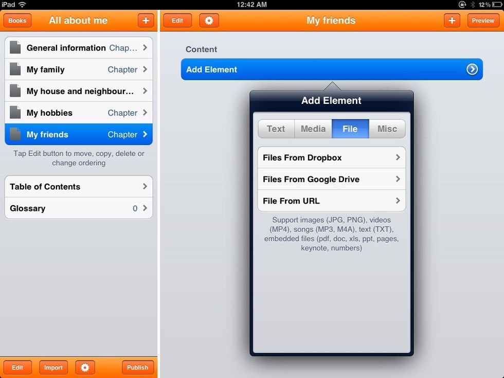 You can also add files from dropbox.