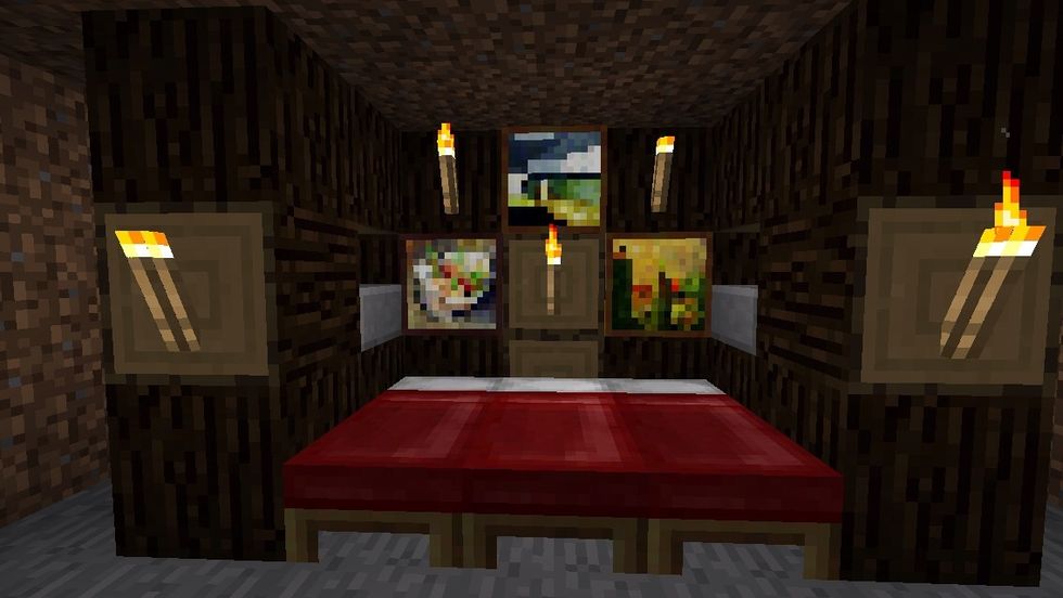 You can also add paintings above the bed and torches