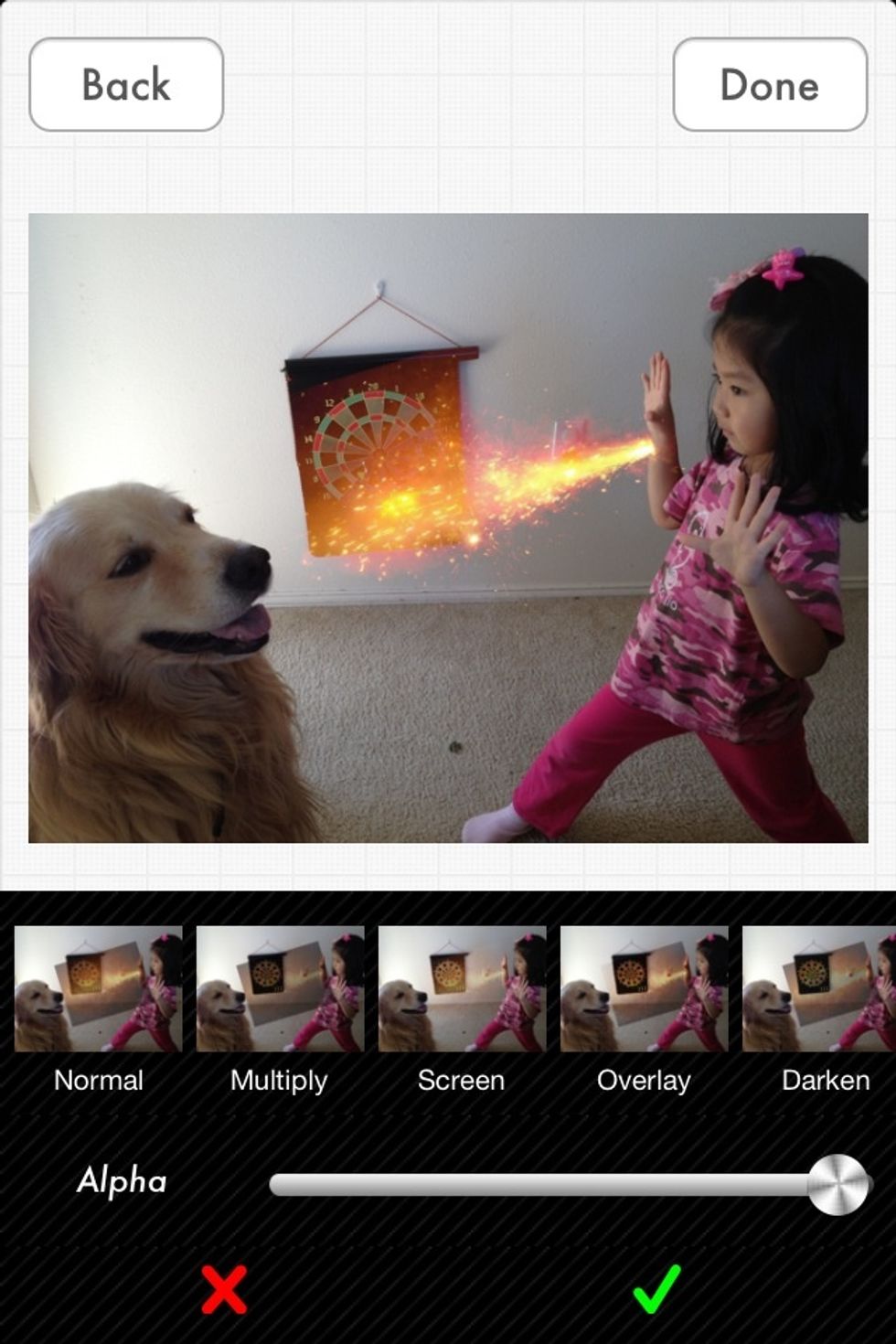 You can also change the blend mode and transparency in the ' blend mode' tool. Adjust to make it perfect.