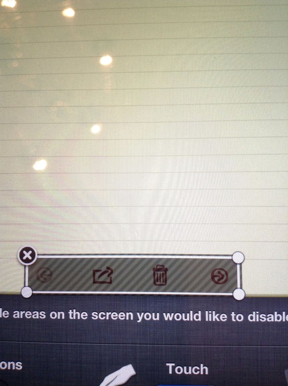 You can also circle areas of the screen that will not be able to be touched, for example this area turns off all options for notes.