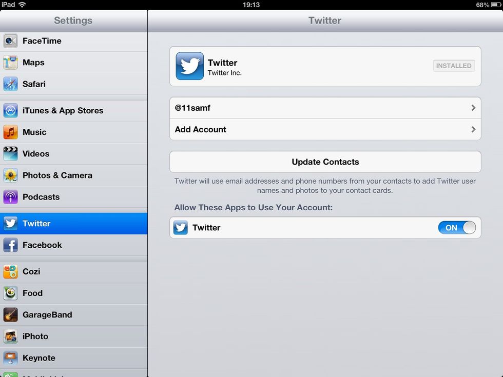 You can also connect your twitter