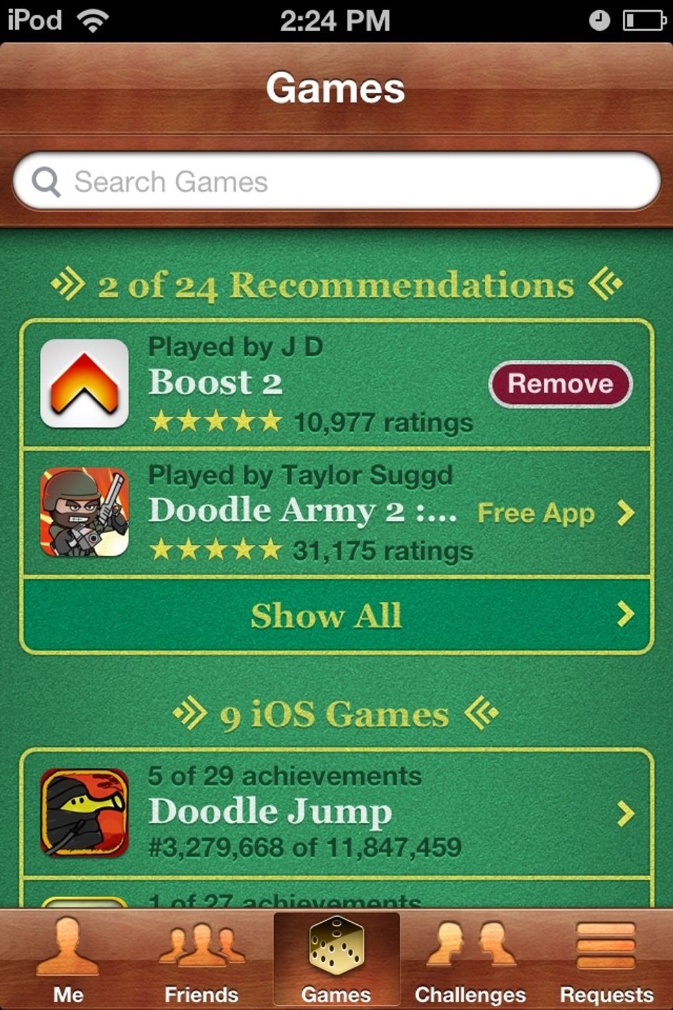You can also delete game and friend recommendations the same way.