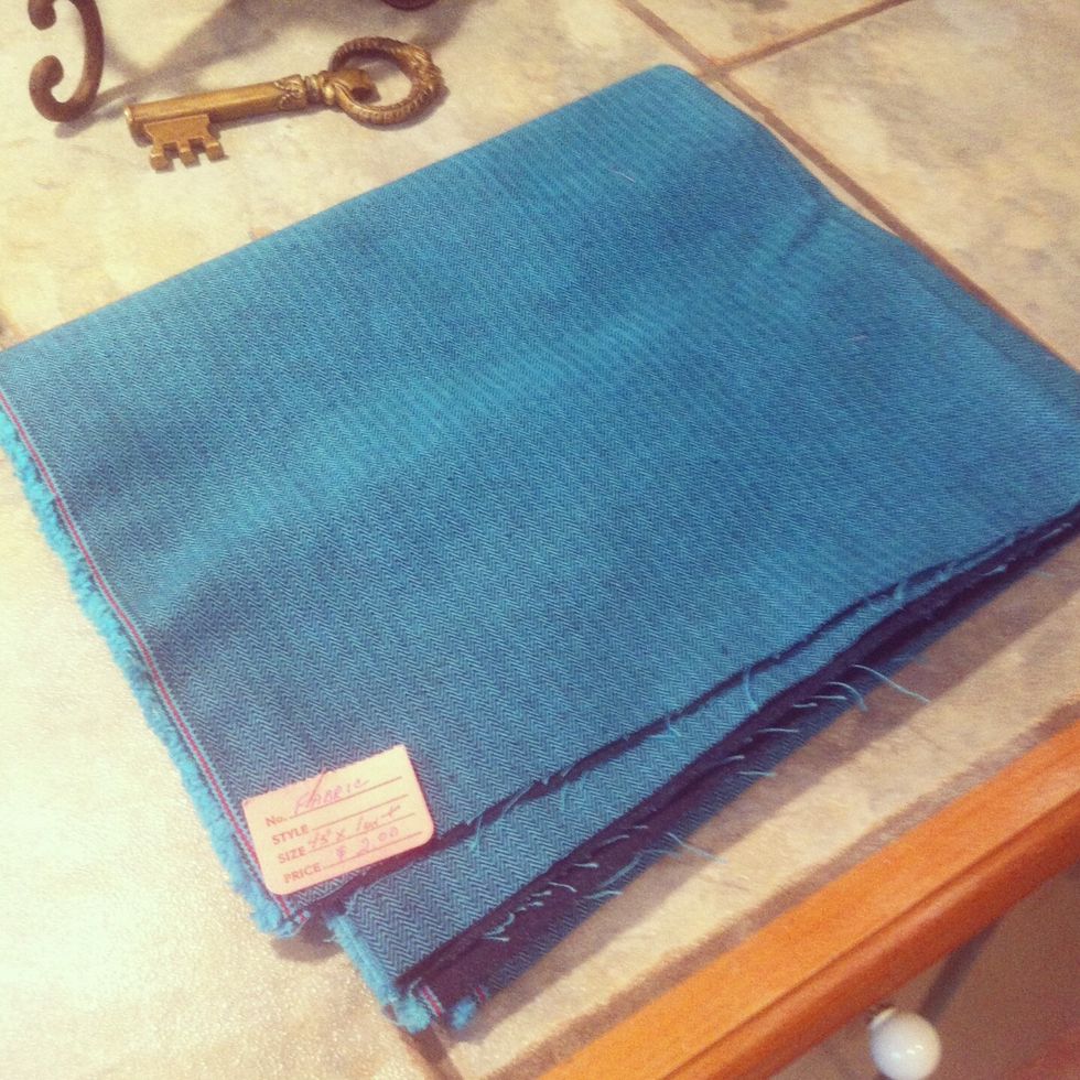 You can also find fabric at thrift stores that would definitely work well. I found this denim type material with a nifty zig zag design at the thrift store.