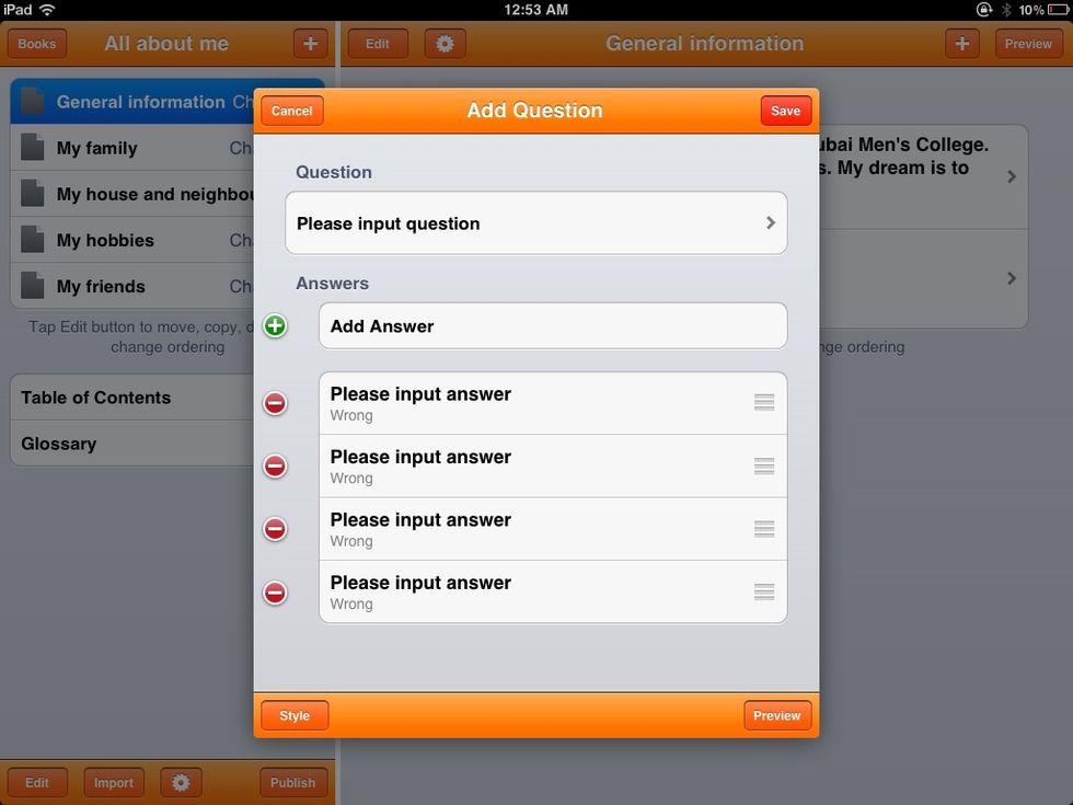 You can also insert simple, multiple choice questions. Don't forget to indicate which is the correct answer!