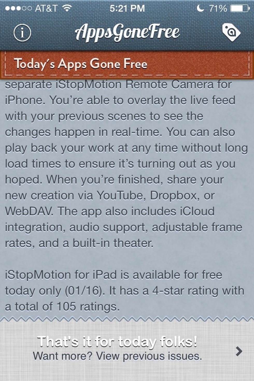 You can also scroll all the way to the bottom to find a link to apps offered for free on previous dates. These apps are free for limited time but some remain free for weeks.