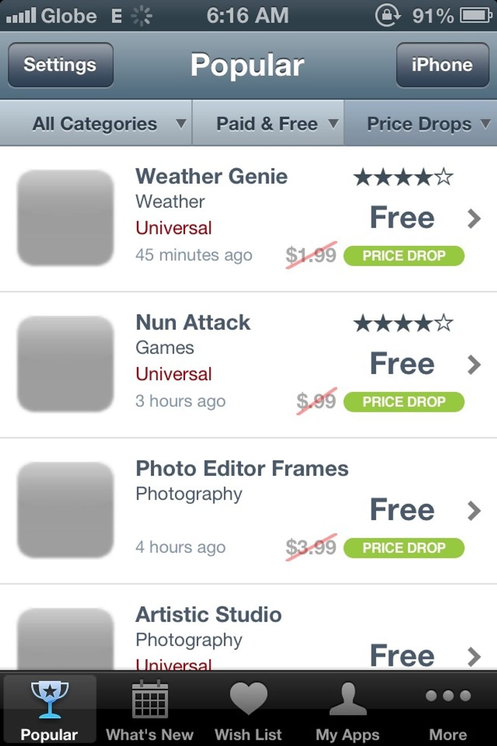 You can also see the Popular Price change. WHICH IS A GOOD ONE TO LEARN NEW APPS THAT YOU DONT KNOW THAT IS REALLY GOOD